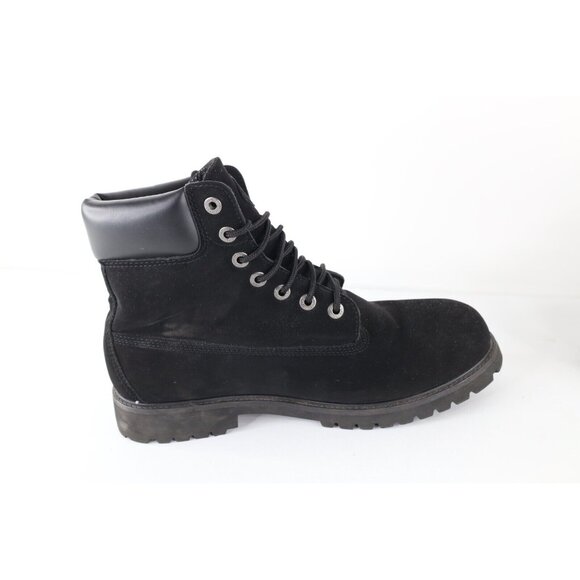 Vintage 90s Lugz Boots Mens Size 10.5 W Suede Leather Work Boots Black main image 7